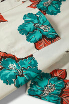 Men's CRU Print Relaxed S/S Shirt in the color Off White/Aquatic Green Floral - Additional Laydown image