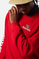 Men's Inwood Crew in the color Crimson - Additional Fit View