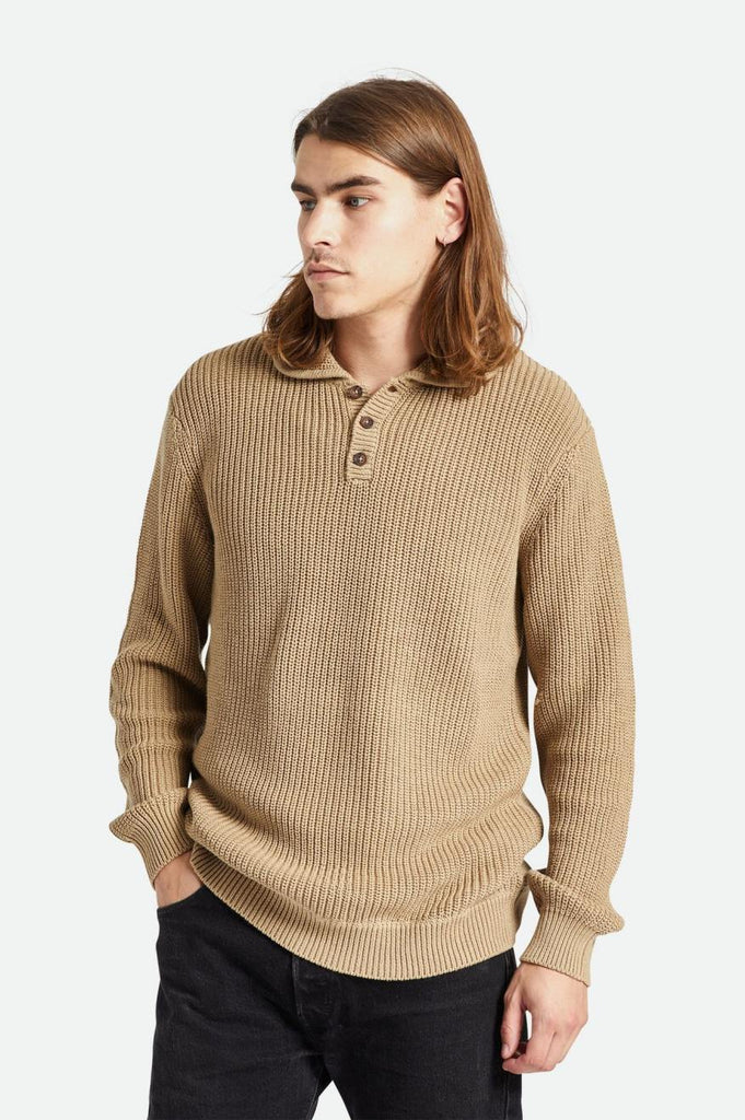 Men's Fit, Front View | Not Your Dad's Fisherman Sweater - Oatmeal