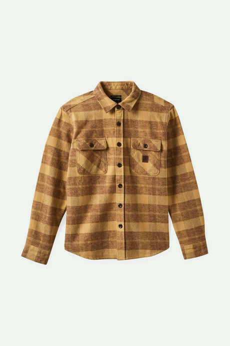 Brixton Men's Bowery Heavyweight L/S Flannel - Curry Yellow/Pinecone Brown | Main