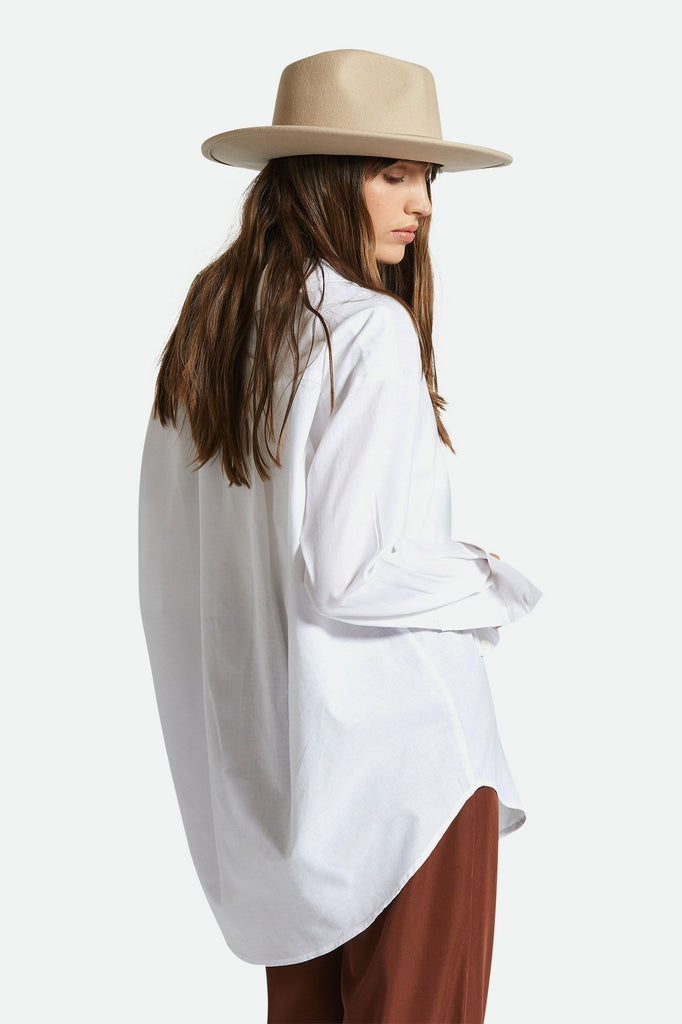 Women's Fit, Back View | Sidney Oversized L/S Woven - White Solid