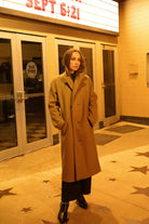 Women's Lennox Stretch Felted Coat in the color Khaki - Additional Fit image