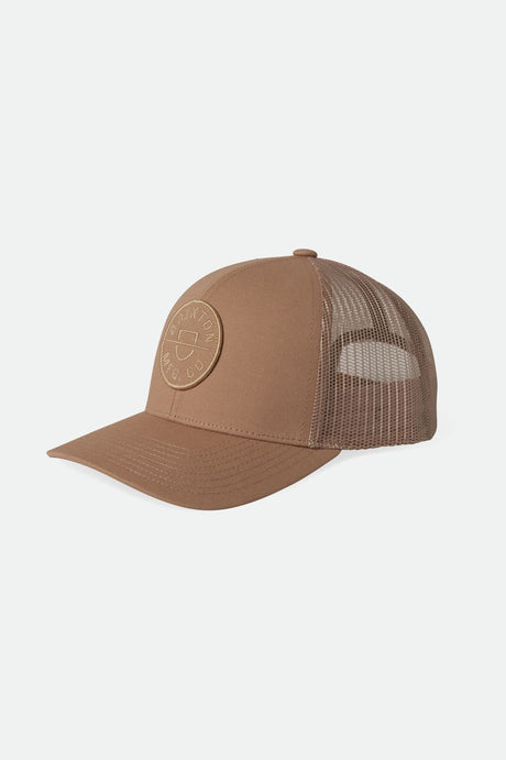 Brixton Men's Crest Netplus MP Trucker Hat - Oat Milk/Oat Milk | Profile