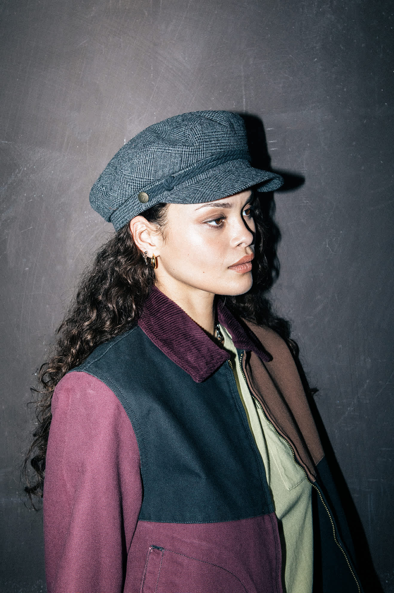 Unisex Fiddler Fisherman Cap in the color Grey Shadow Plaid - Men's Lifestyle image