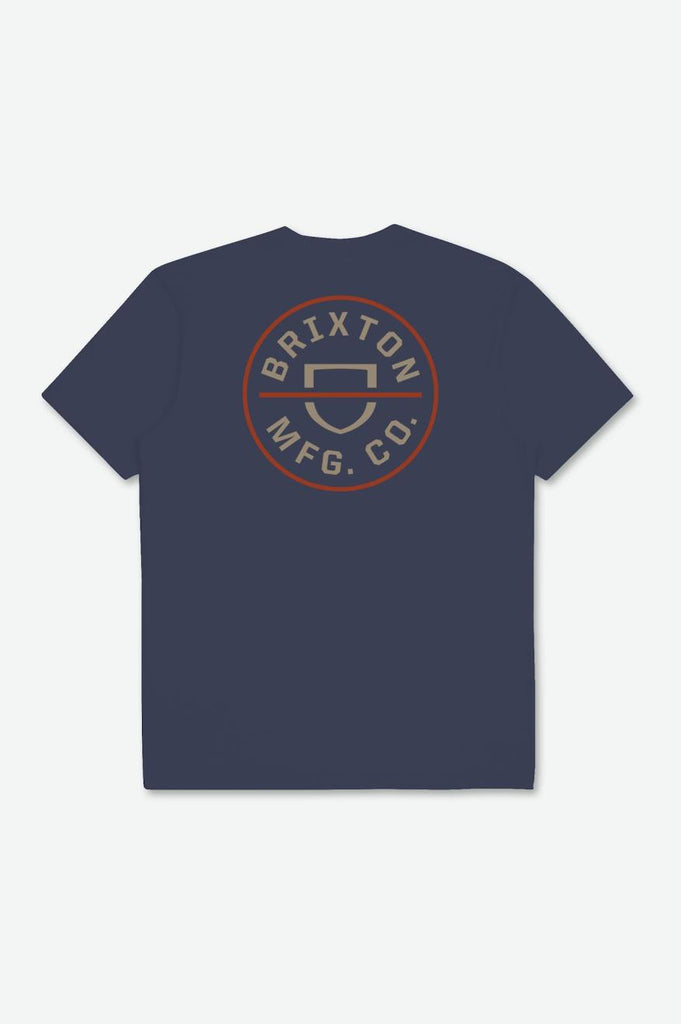 Brixton Crest II S/S Standard Tee - Washed Navy/Oatmeal/Barn Red