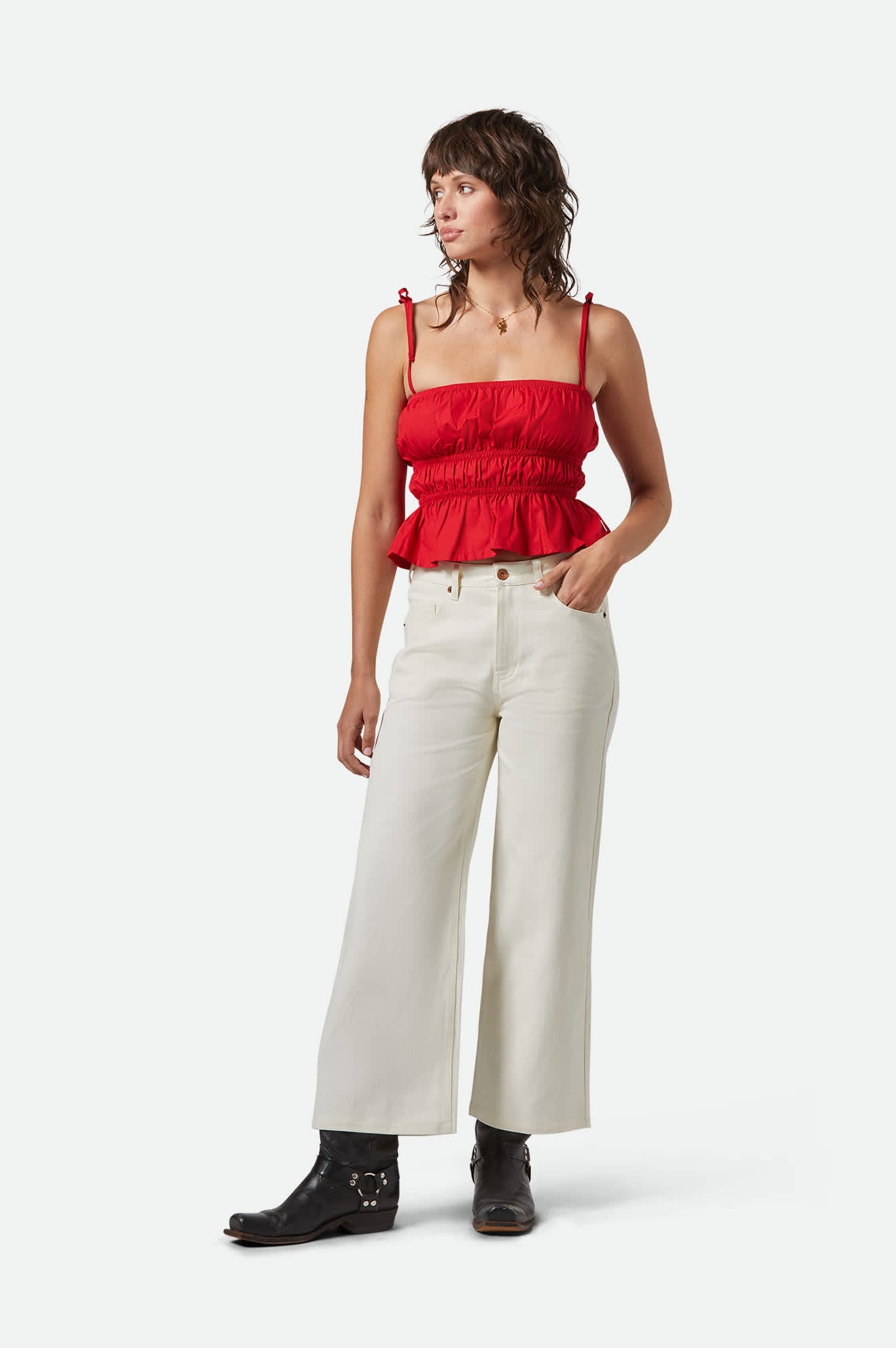 Women's Margo Cropped 5-Pocket Pant in the color Off White - Additional Fit image