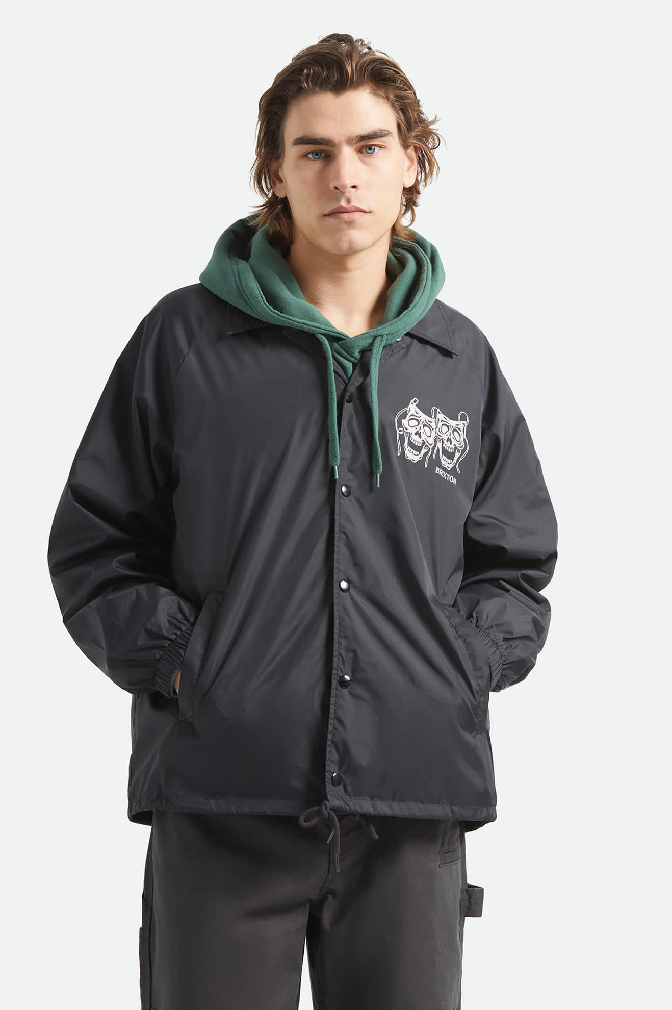 Men's Watchman Lightweight Coaches Jacket in the color Black - Men's Front View