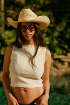 Women's Carefree Organic Garment Dye Cropped Tank in the color Off White - Women's Lifestyle 2.0