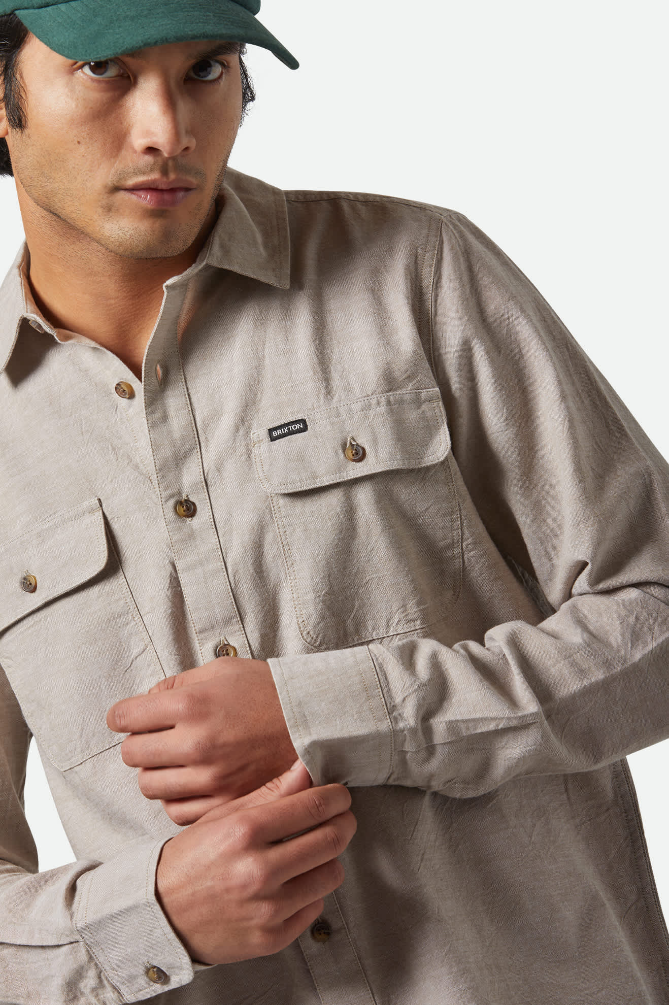 Men's The Daily Cotton L/S Shirt  in the color Khaki - Additional Fit image