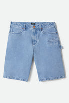 Men's Builders Carpenter Baggy Short in the color Washed Blue Denim - Front Product Laydown Image