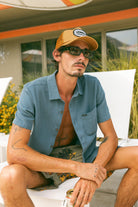 Men's Charter Organic Cotton Linen Blend S/S Shirt in the color Azure Blue - Men's Lifestyle image