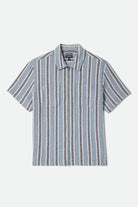 Men's The Dexter Textured Stripe Short Sleeve Shirt in the color Black/Dusty Blue - Front Product Laydown Image