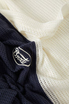 Women's Varsity Mesh T-Shirt in the color Off White/Washed Navy - Additional Laydown image