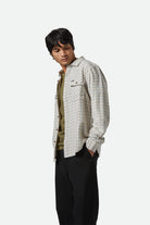 Men's Bowery Lightweight Ultra Soft L/S Flannel in the color Whitecap/Basalt - Men's Side View