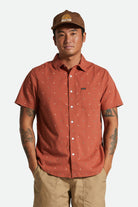 Men's Fit, Front View | Charter Print S/S Woven Shirt - Terracotta Pyramid