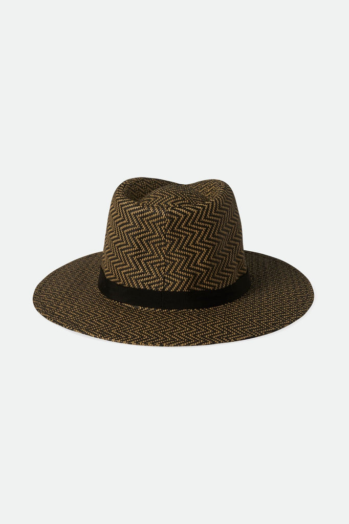 Back Laydown Image for Carolina Straw Packable Hat - Black/Natural