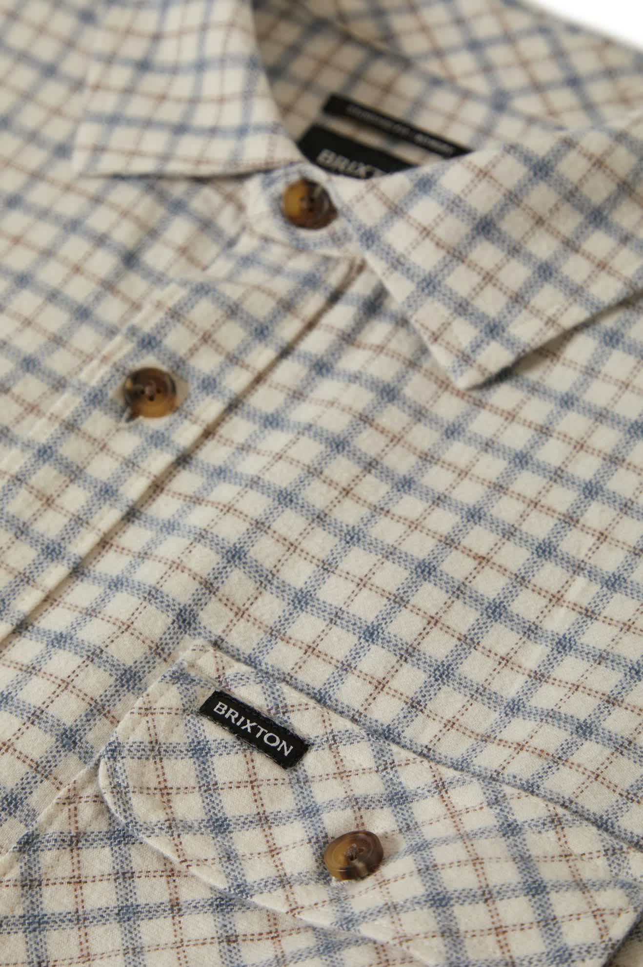 Men's Bowery Lightweight Ultra Soft L/S Flannel in the color Whitecap/Basalt - Additional Laydown image