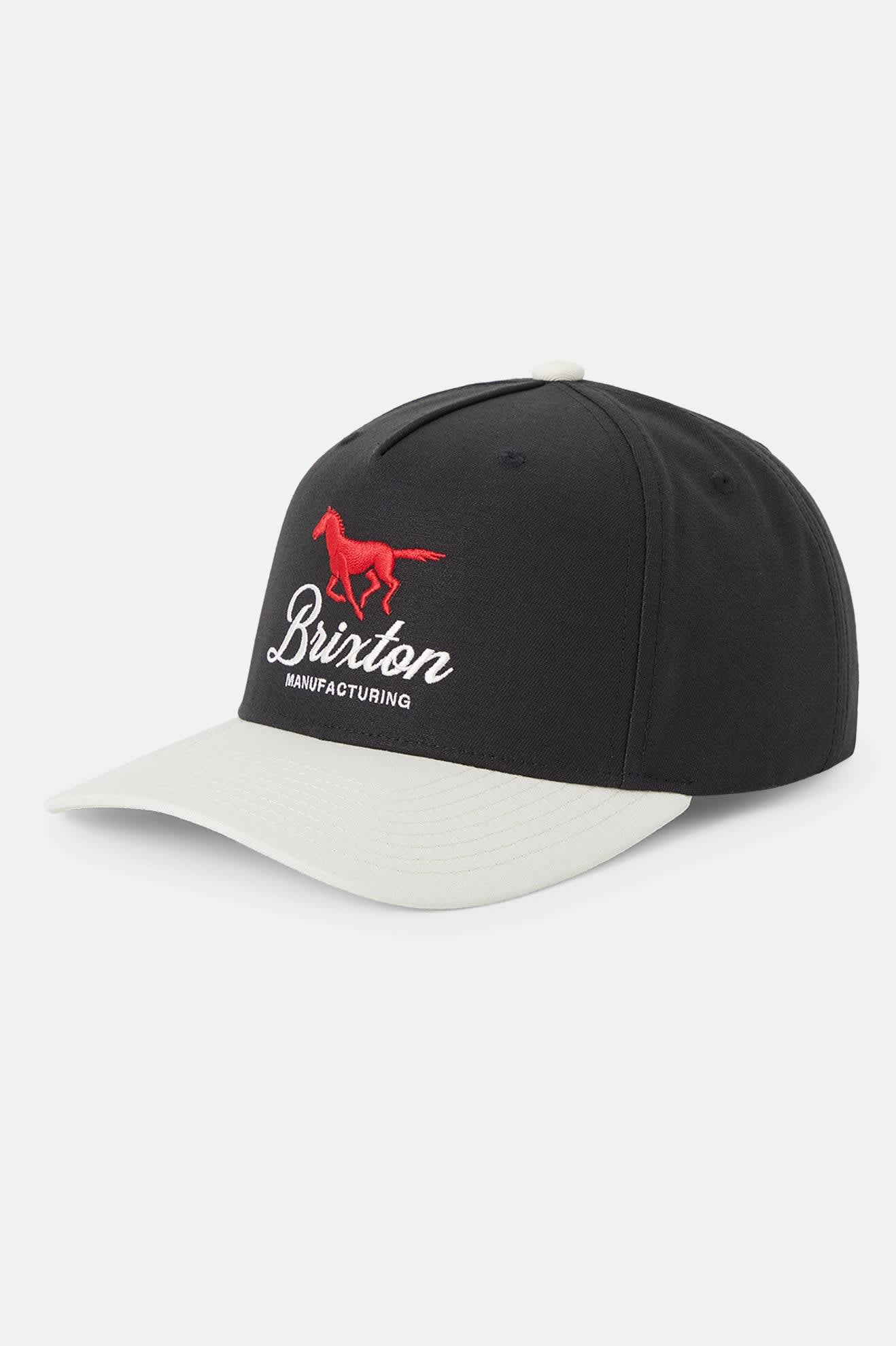 Unisex Leisure Snapback in the color Black/Whitecap - Front Product Laydown Image