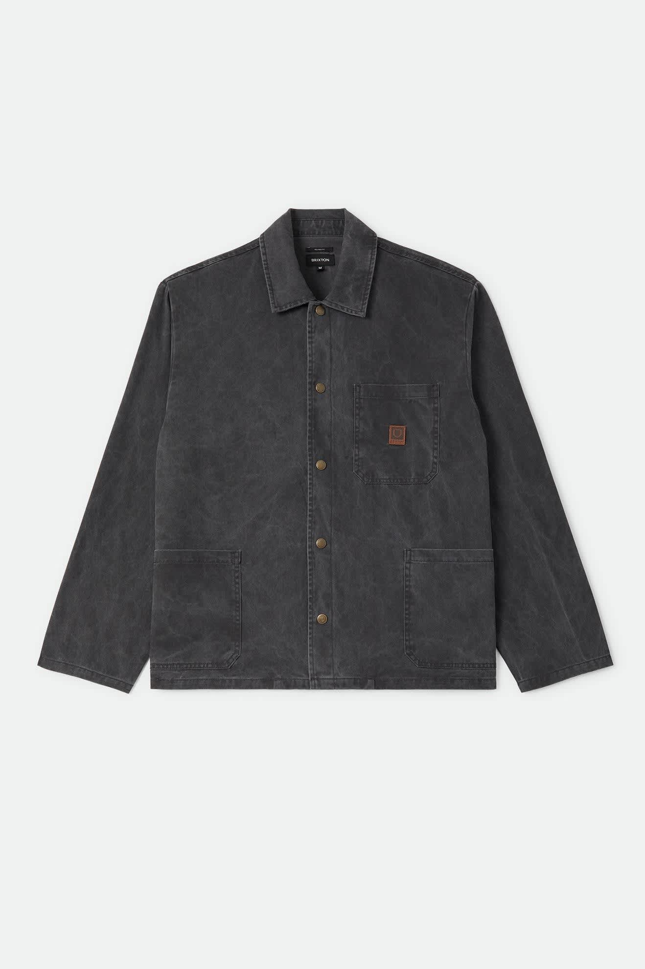 Men's Painters Jacket in the color Washed Black - Front Product Laydown Image