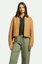 Women's Mechanics Women's Garage Sherpa Zip Jacket in the color Tobacco Brown - Women's Front View