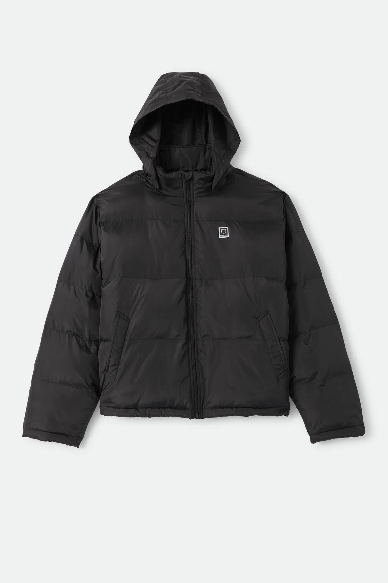 Men's Journey Puffer Jacket in the color Black - Front Product Laydown Image