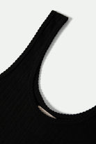 Women's Pointelle Slim Fit Tank in the color Black - Additional Laydown image