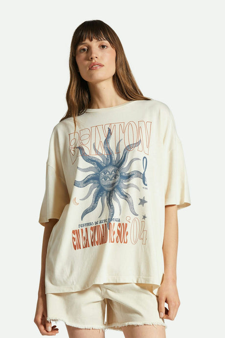 Women's Fit, Front View | El Festival Oversized Boyfriend Tee - White Smoke