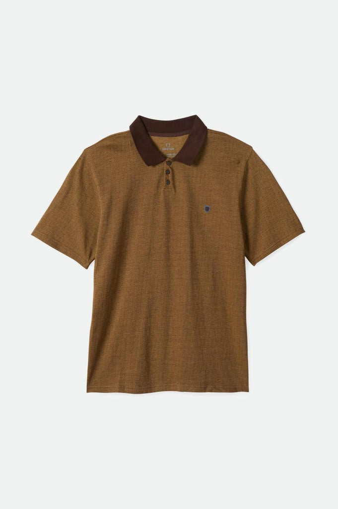 Brixton Shield Herringbone S/S Polo - Dark Earth/Antelope