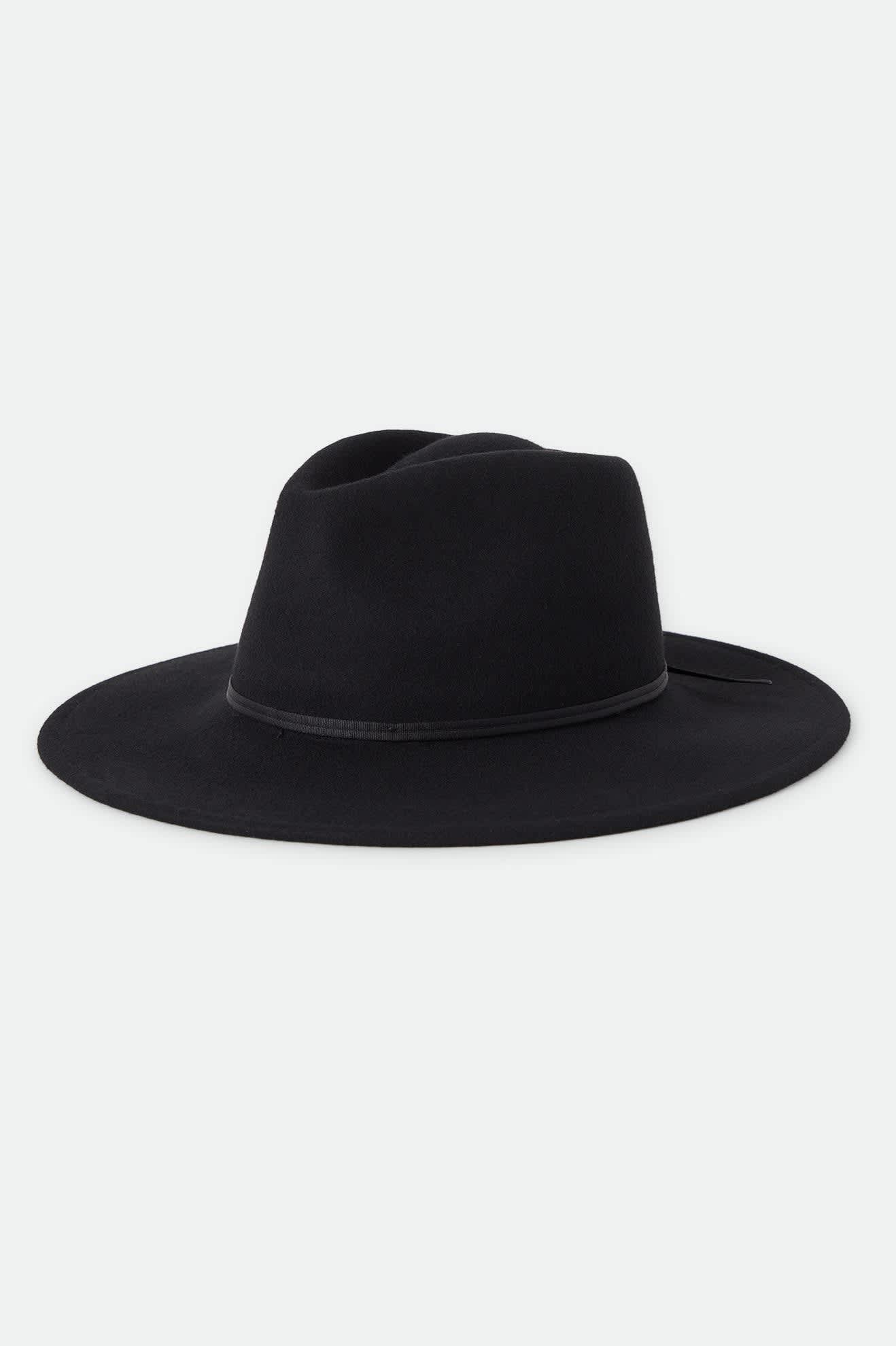 Women's Juniper Packable Hat in the color Black - Front Product Laydown Image