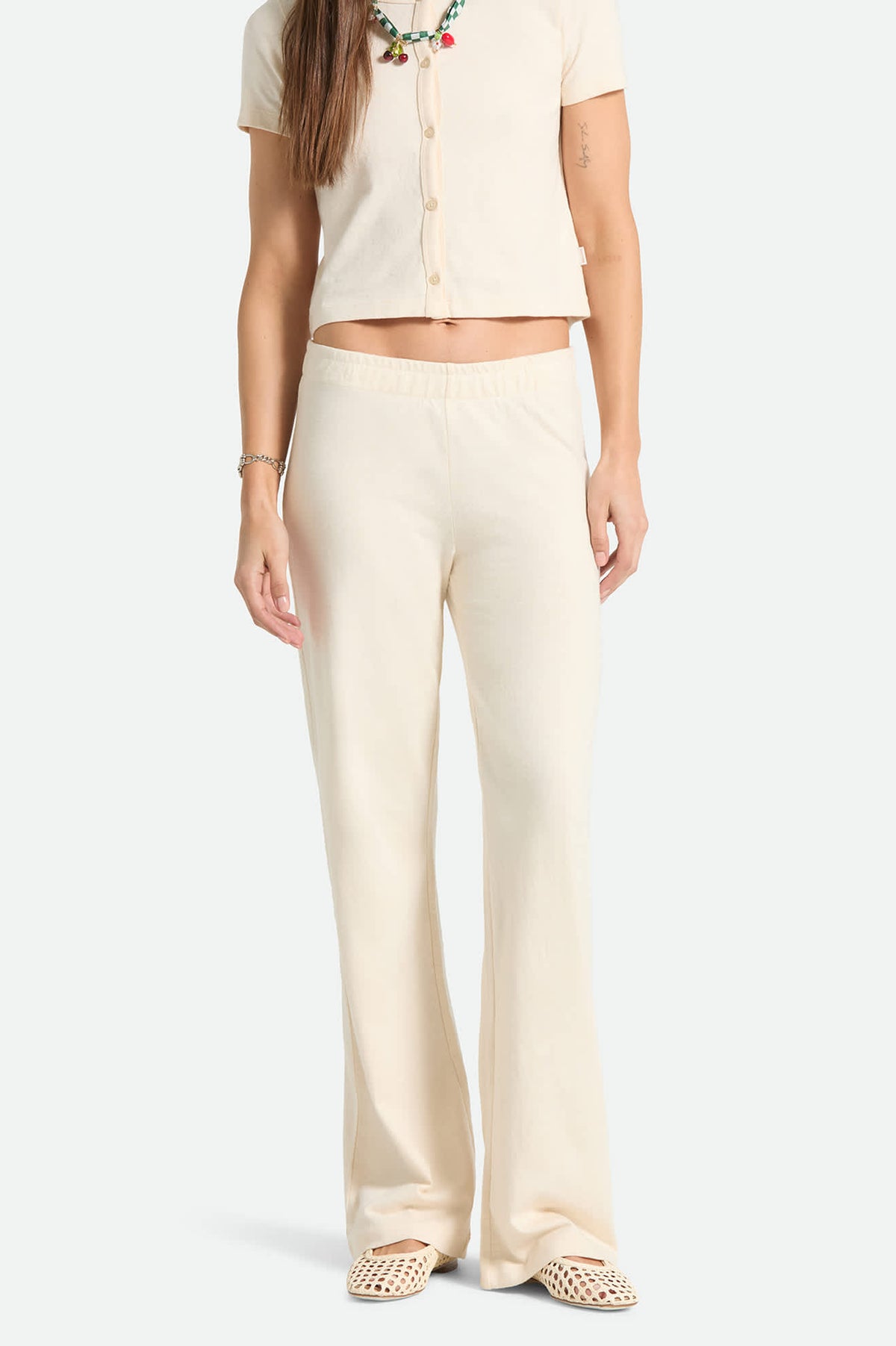 Women's Siesta Knit Pant in the color Whitecap - Women's Front Fit Image