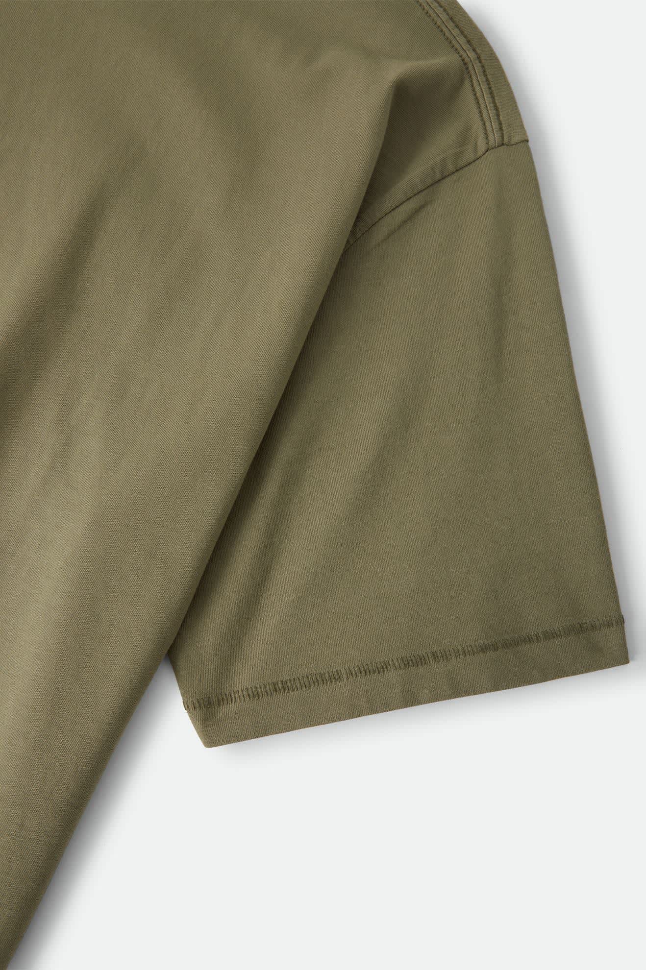 Men's Brixton Baseline Relaxed T-Shirt in the color Olive Surplus Vintage Wash - Additional Laydown image