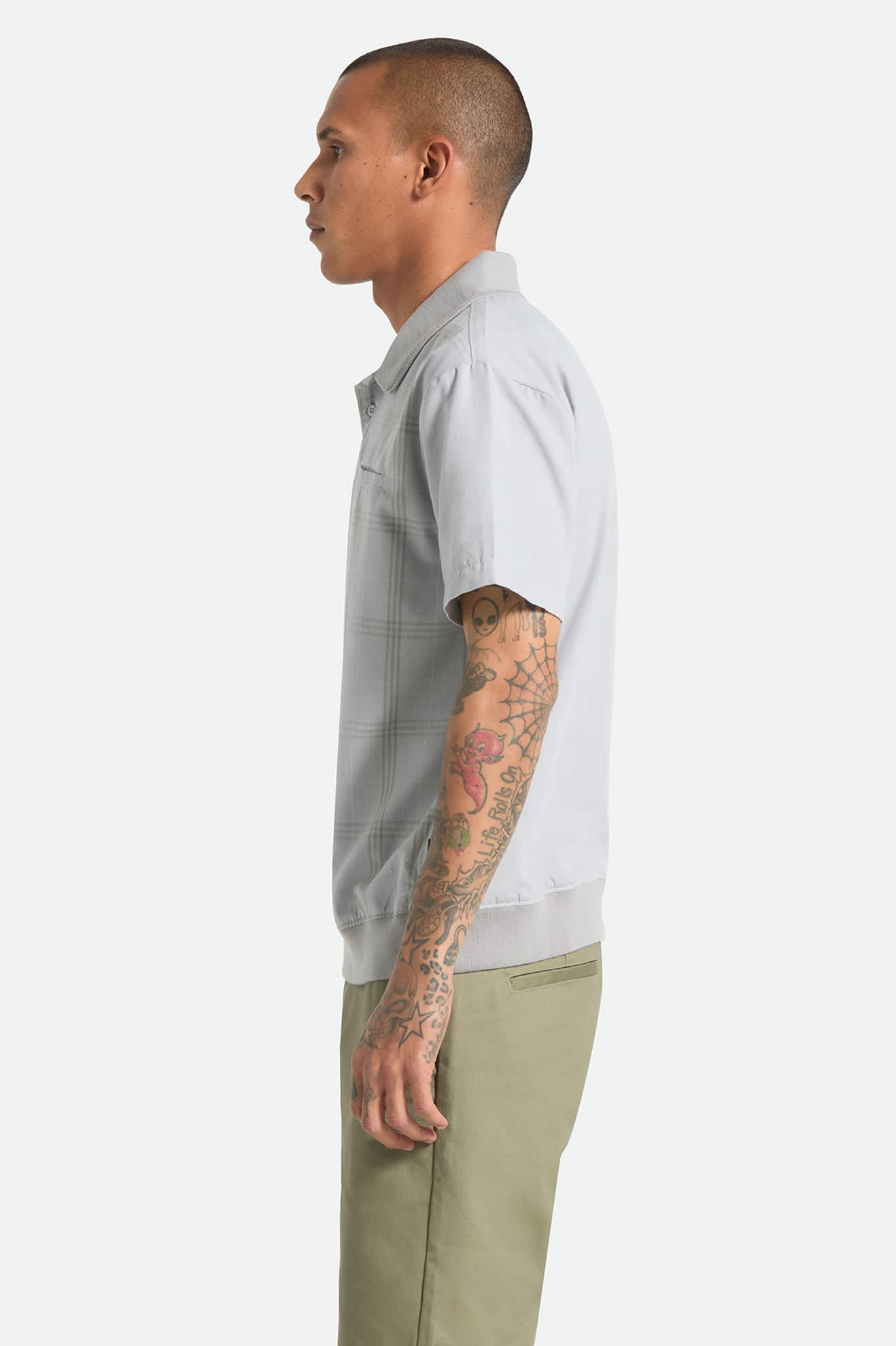 Men's Trolly Jacquard Weekend Short Sleeve Polo in the color Blue Aura - Men's Side View