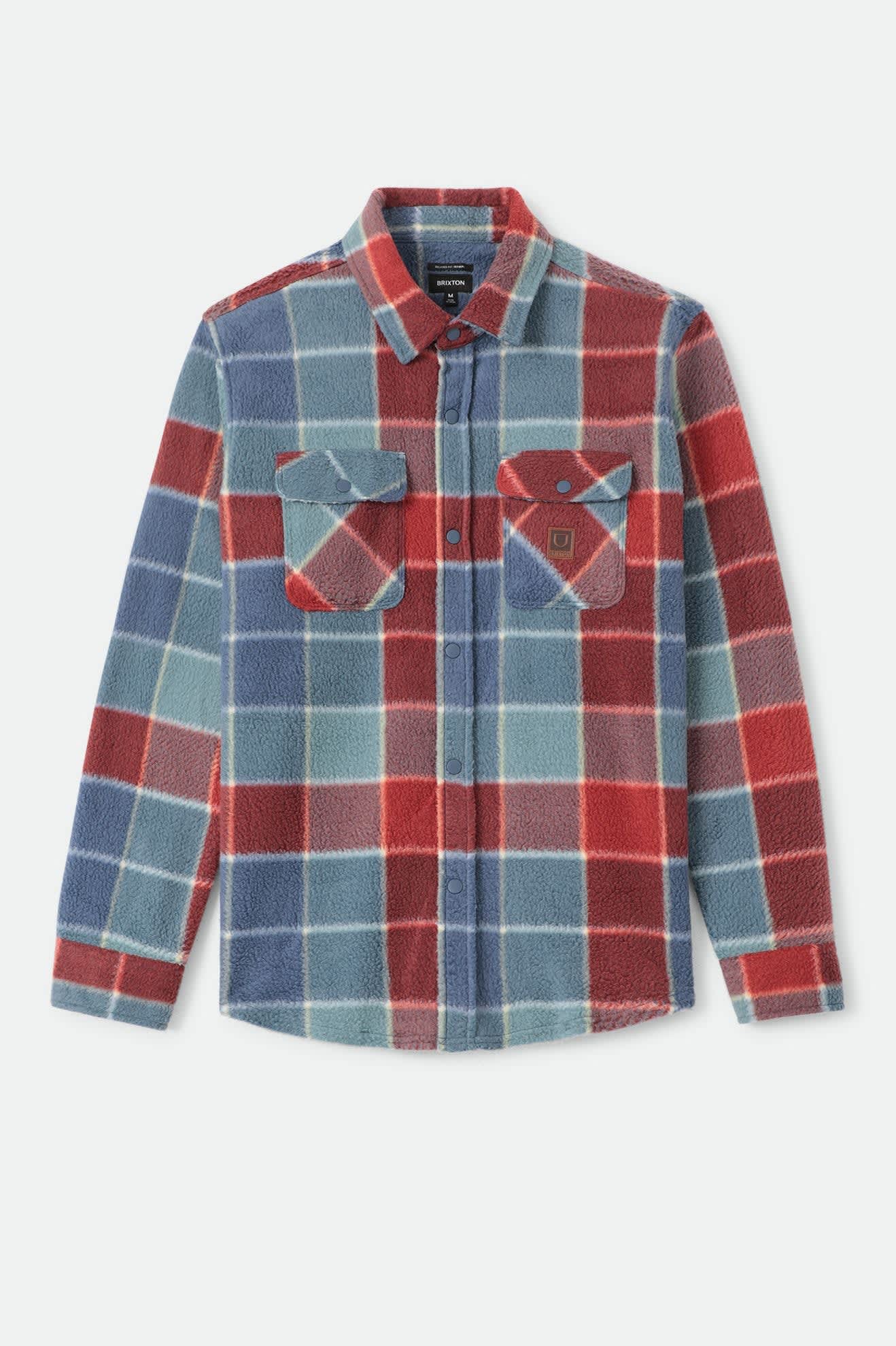 Men's Bowery Arctic Stretch Fleece in the color Blue/Red Plaid - Front Product Laydown Image