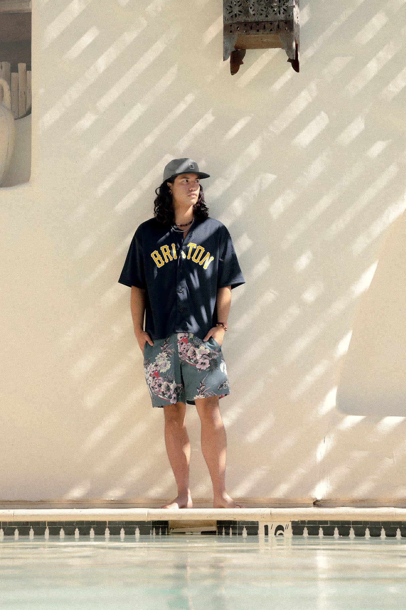 Men's The Brixton Mesh Short Sleeve Baseball Jersey in the color Washed Navy - Men's Lifestyle 3.0