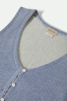 Women's The Weekend Cross Loop French Terry Top in the color Off White/Electric Indigo - Additional Laydown image