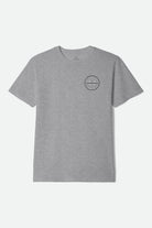Men's Crest II Short Sleeve Standard T-Shirt in the color Heather Grey/White/Black - Front Product Laydown Image