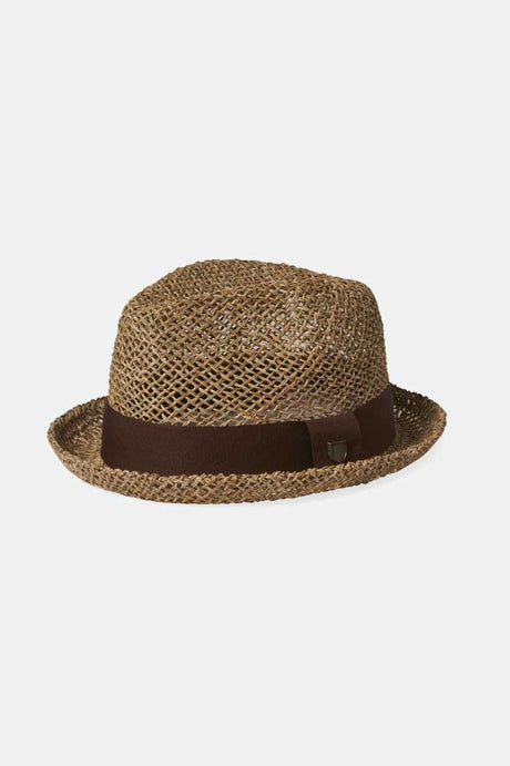 Brixton Unisex Castor Fedora - Tan/Brown Seagrass | Profile