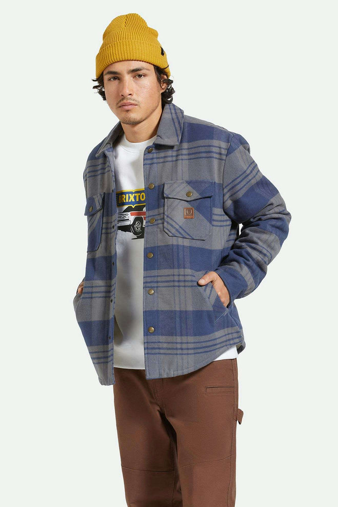 Men's Front Fit | Durham Sherpa Lined Jacket - Washed Navy/Beige Plaid