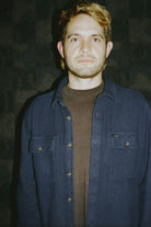 Men's Bowery Textured Loop Twill L/S Overshirt in the color Washed Navy - Additional Fit image