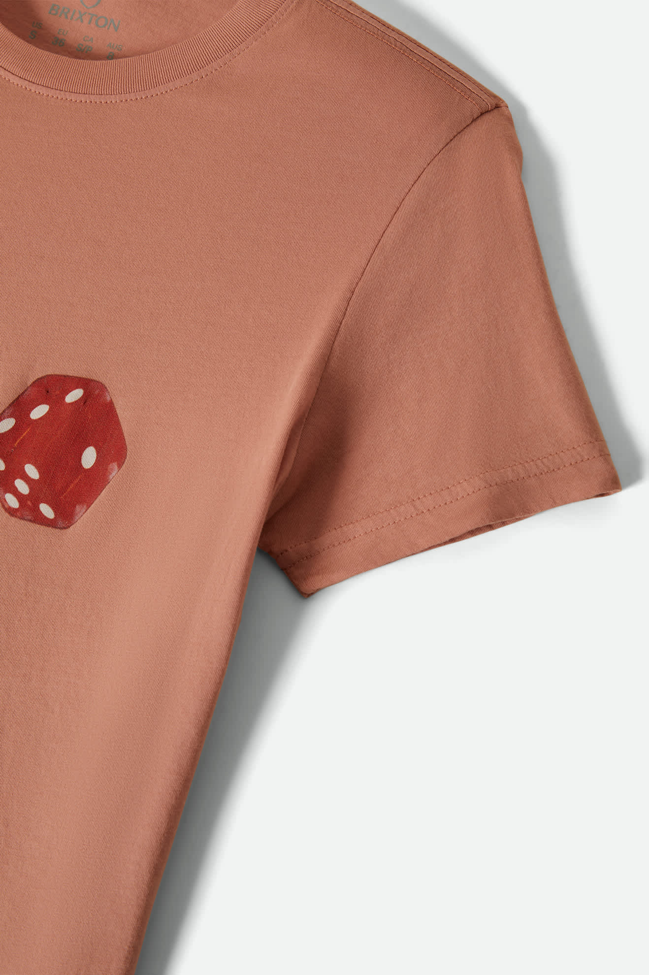 Women's Tossed Dice Crew T-Shirt in the color Italian Clay - Additional Laydown image