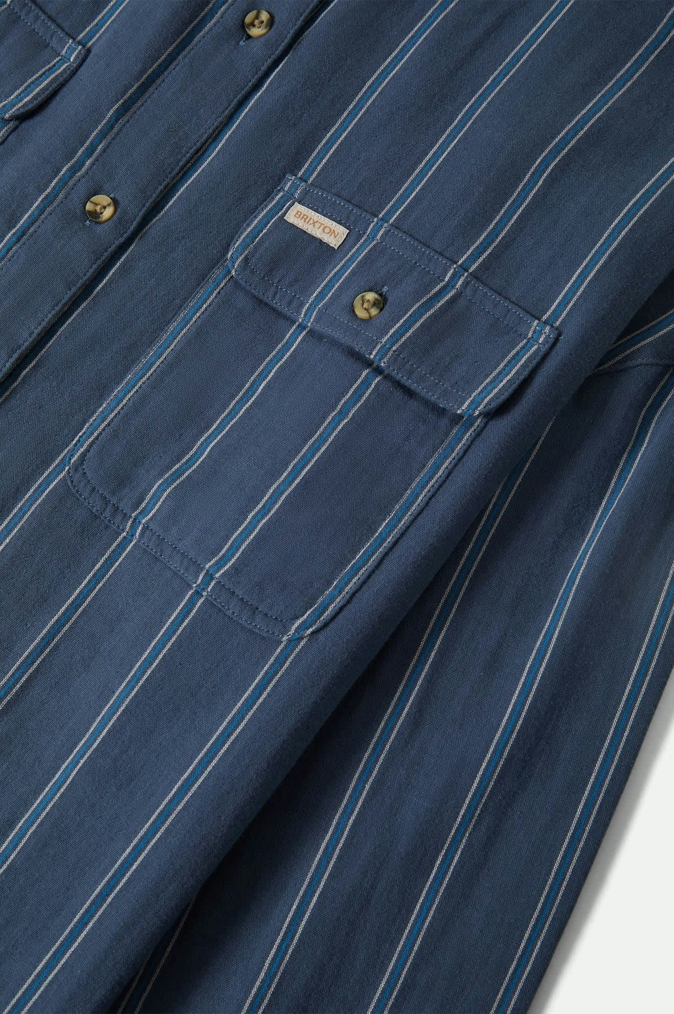 Women's Wandering L/S Overshirt in the color Berring Sea/White - Additional Laydown image