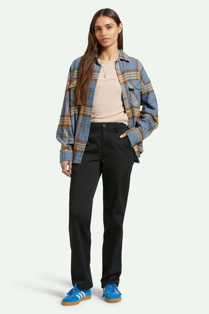 Women's Lifestyle 1 | Bowery Women's Classic L/S Flannel - Flint Blue/Pinecone Brown Plaid