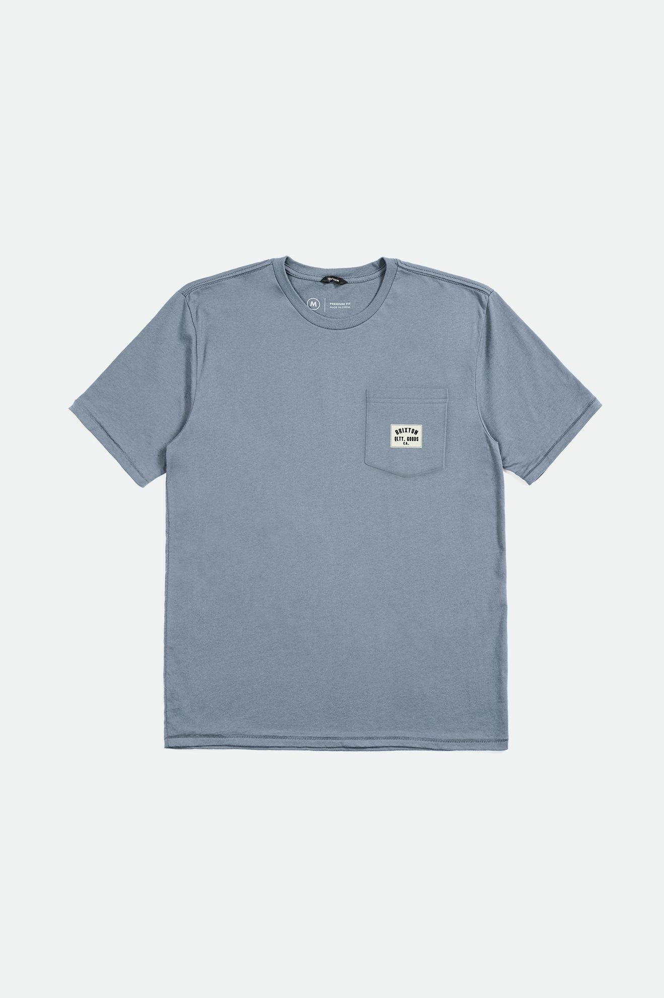 Brixton Men's Woodburn S/S Tailored Pocket Tee - Dusty Blue | Profile