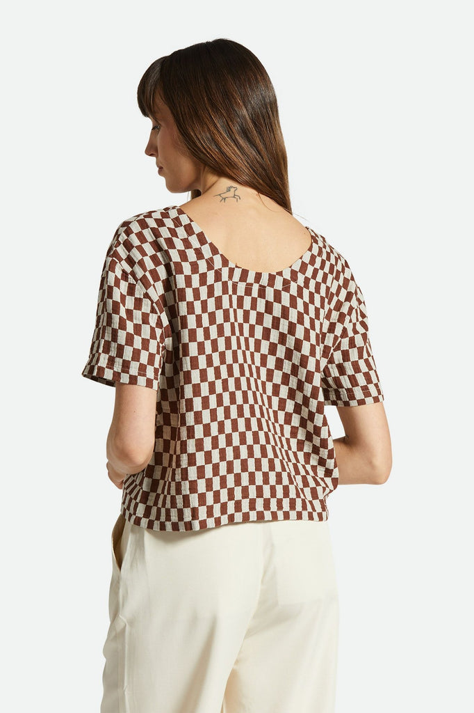 Women's Fit, Back View | Mykonos Small Check S/S Woven - Sepia