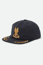 Unisex Covall Snapback in the color Black - Front Product Laydown Image