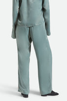 Women's Soho Silky Pant in the color Blue Green Shine - Women's Side View