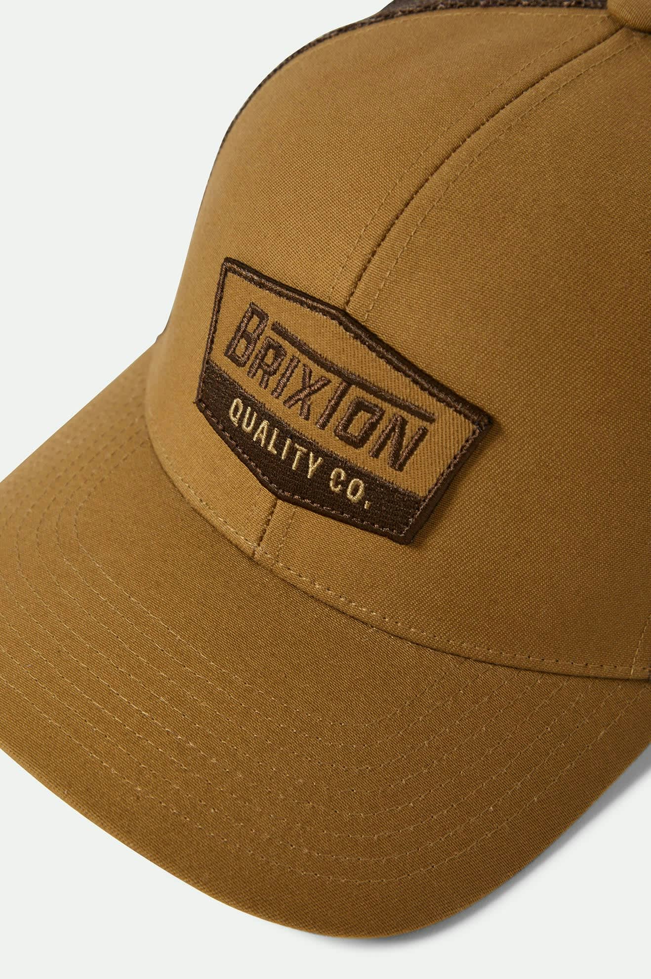 Unisex Regal Netplus Trucker Hat in the color Dark Khaki/Coffee - Additional Laydown image