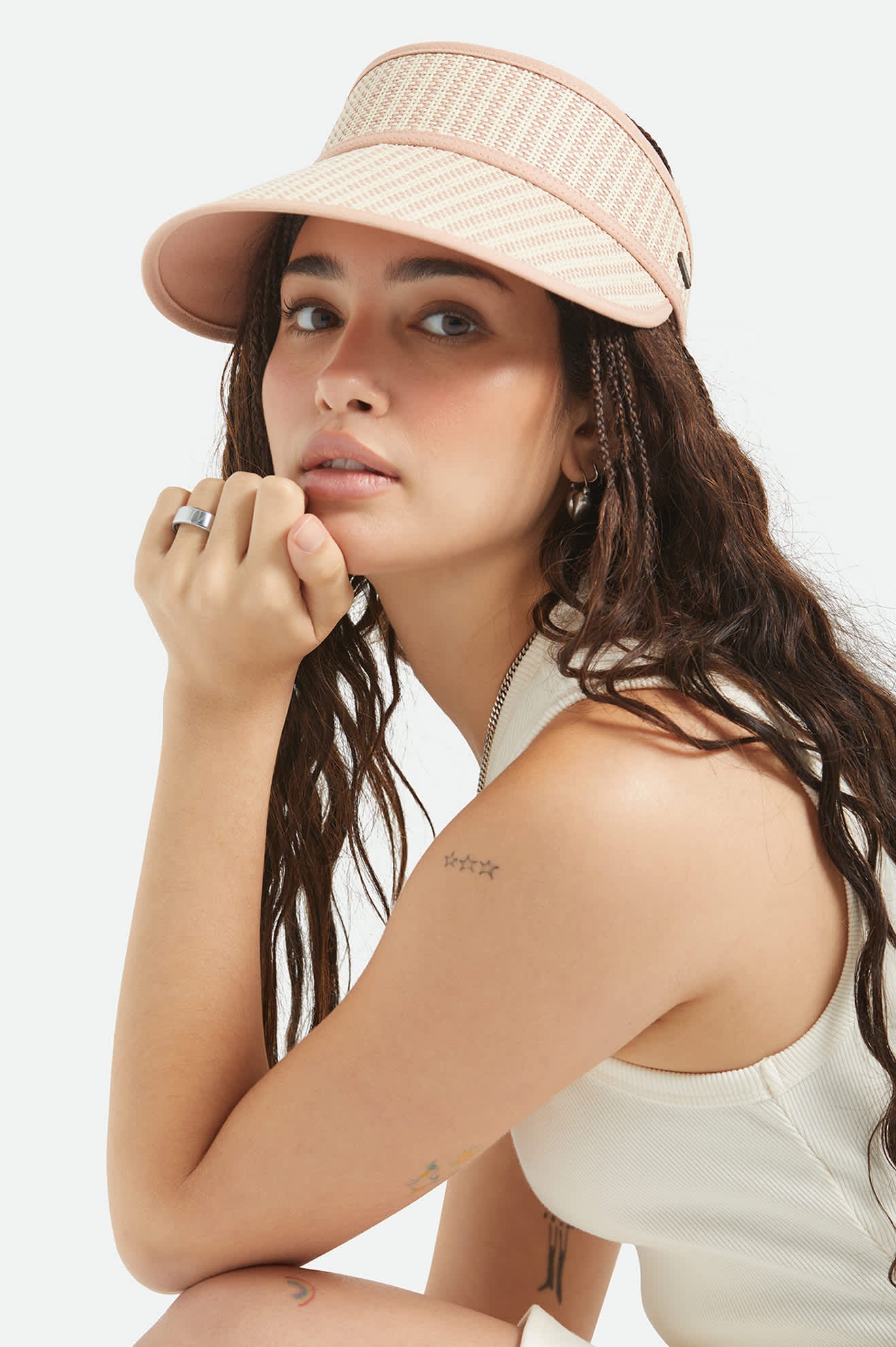 Women's Newport Straw Visor in the color Italian Clay/Natural - Additional Fit image