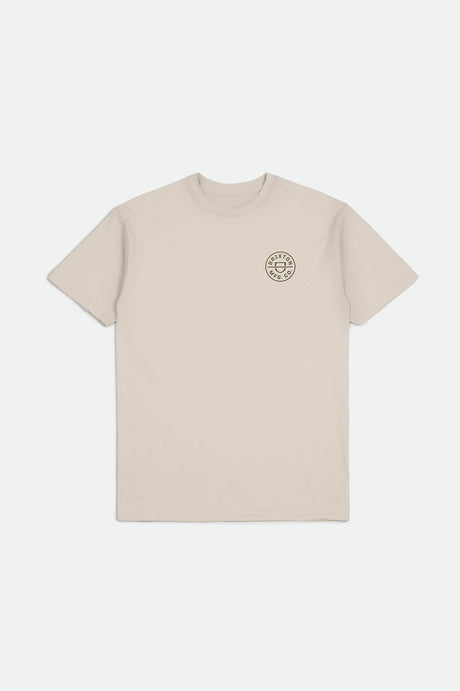 Brixton Men's Crest II S/S Standard Tee - Cream/Sea Kelp/Sepia | Profile