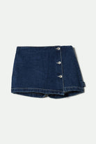 Women's Wrap Skort in the color Rinse Denim - Front Product View